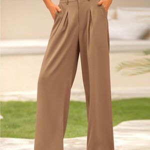 Chic Wide-Leg Women's Pants in Tan